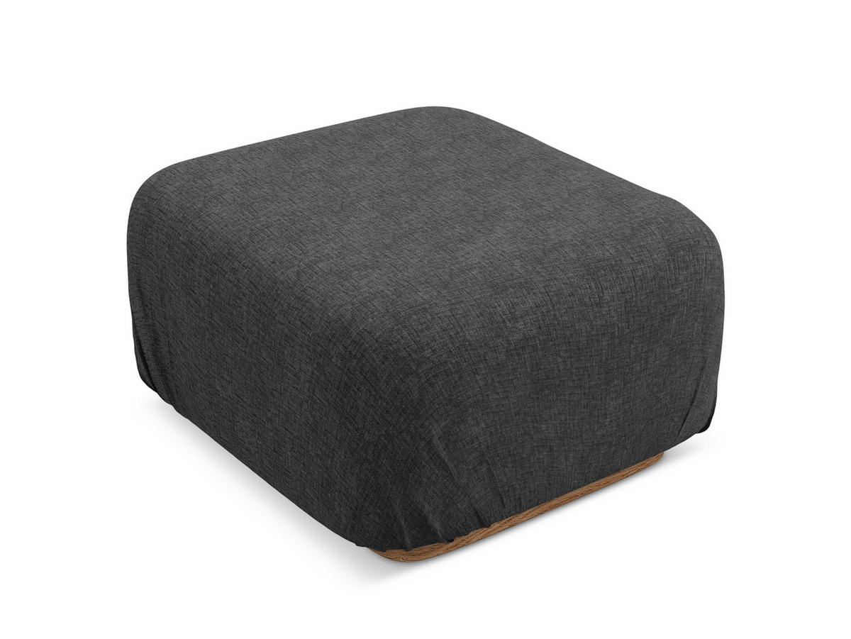 POUF Chenille Stoff Grau - Dunkelgrau/Braun, Holz/Textil (83/95/41cm) - Makamii