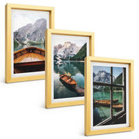 BILDER SET 3er Set - 20x30 cm Goldrahmen - Fenster für Boote auf dem Bergsee - Goldfarben, Kunststoff (20/30cm) - TULUP