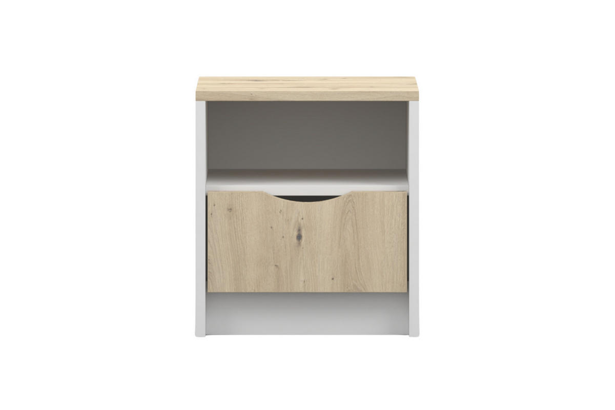 KINDER-NACHTTISCH JUMI 40/42/36 cm in Weiß/Eiche Artisan - Weiß/Eiche Artisan, Holzwerkstoff (40/42/36cm) - Deine Möbel 24