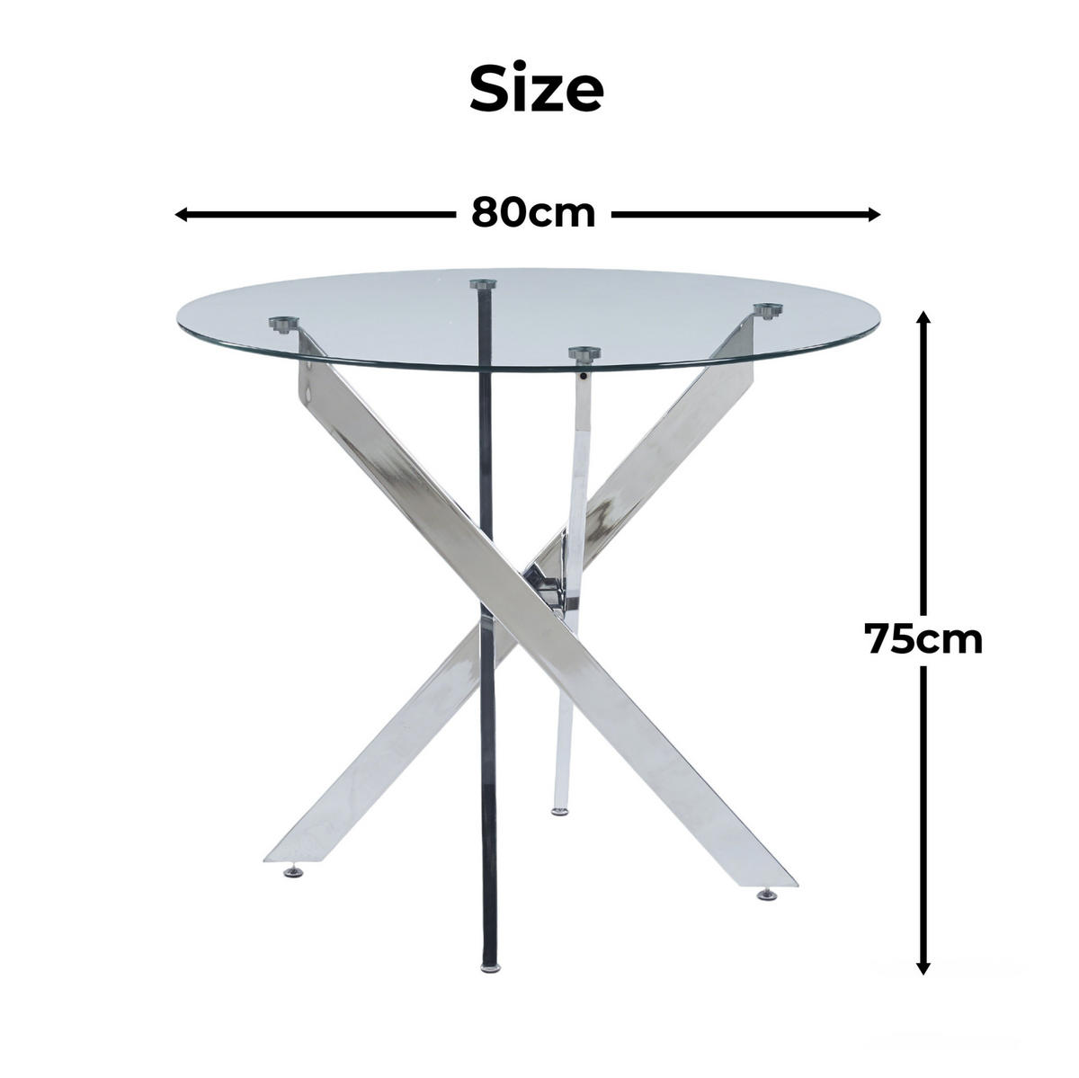 ESSTISCH 80/80/75 cm in Silber mit Glasplatte und Metallgestell - Silberfarben, Metall (80/80/75cm) - Flora Grace