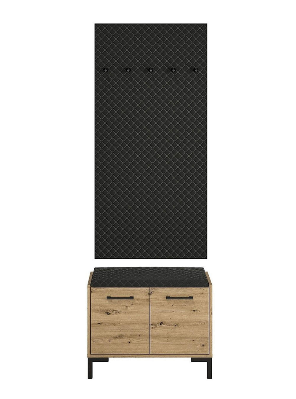 GARDEROBE 2-teilig Nevio Artisan Eiche / schwarz 2-teilig - Eichefarben/Schwarz, Holz/Holzwerkstoff (70/200/34cm) - Feldmann-Wohnen