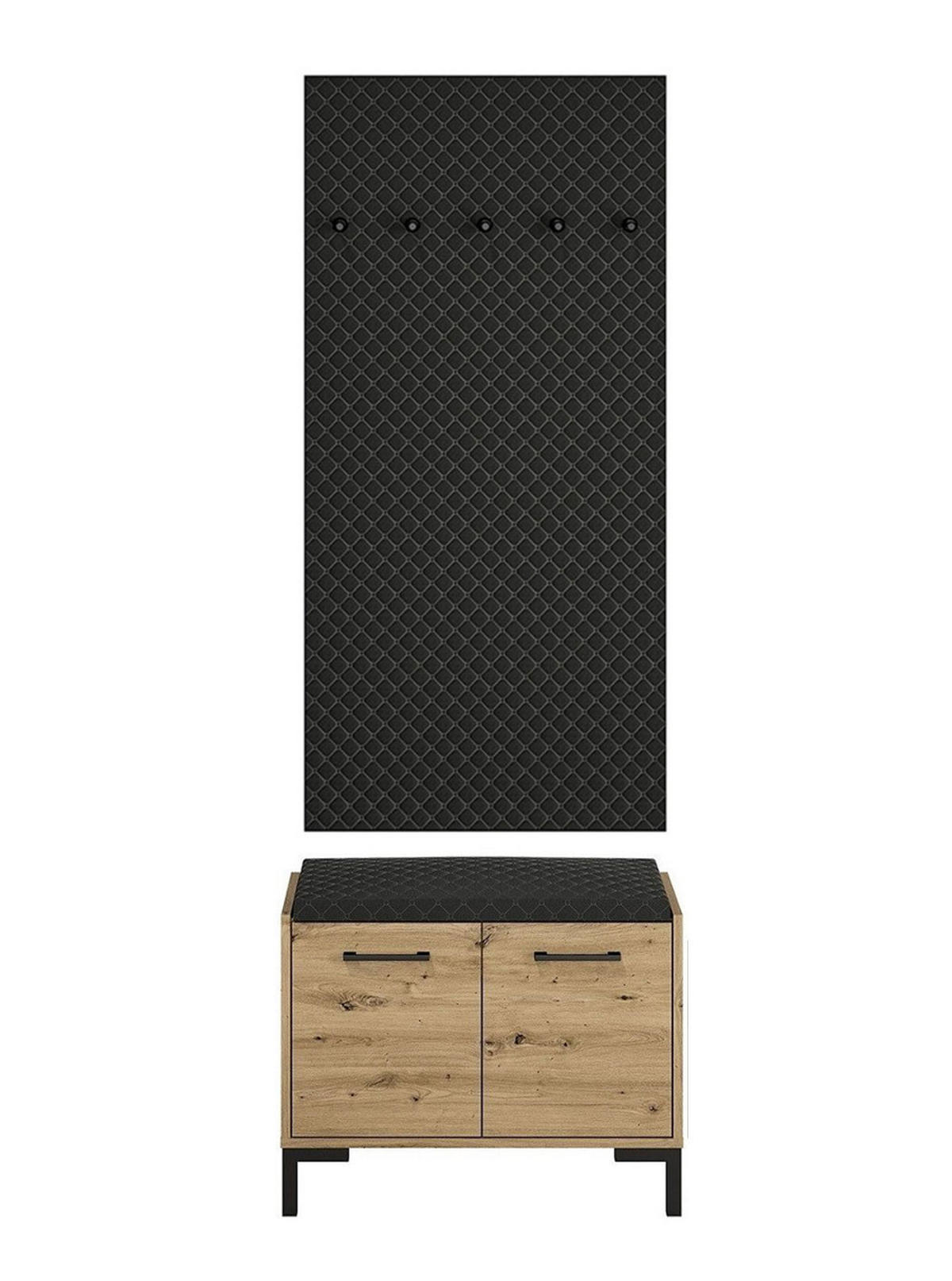 GARDEROBE 2-teilig Nevio Artisan Eiche / schwarz 2-teilig - Eichefarben/Schwarz, Holz/Holzwerkstoff (70/200/34cm) - Feldmann-Wohnen