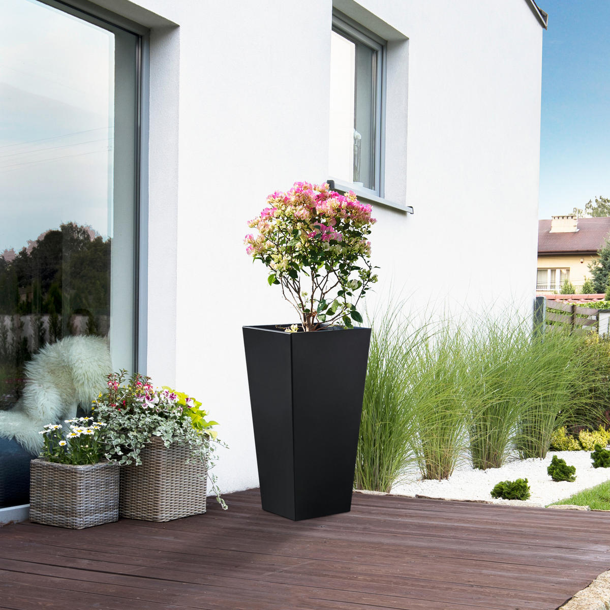 PFLANZKÜBEL Vaargel - Schwarz, Metall (38.5/76/38.5cm) - casa.pro