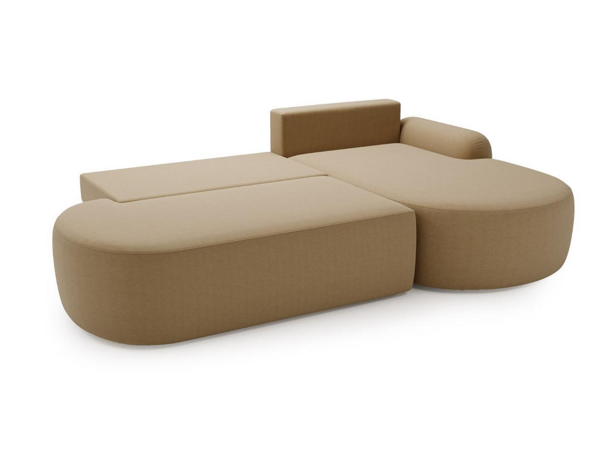 ECKSOFA Aurio O Bouclé-Stoff Hellbraun Rechts - Hellbraun, Holz/Textil (271/177cm) - Graingold
