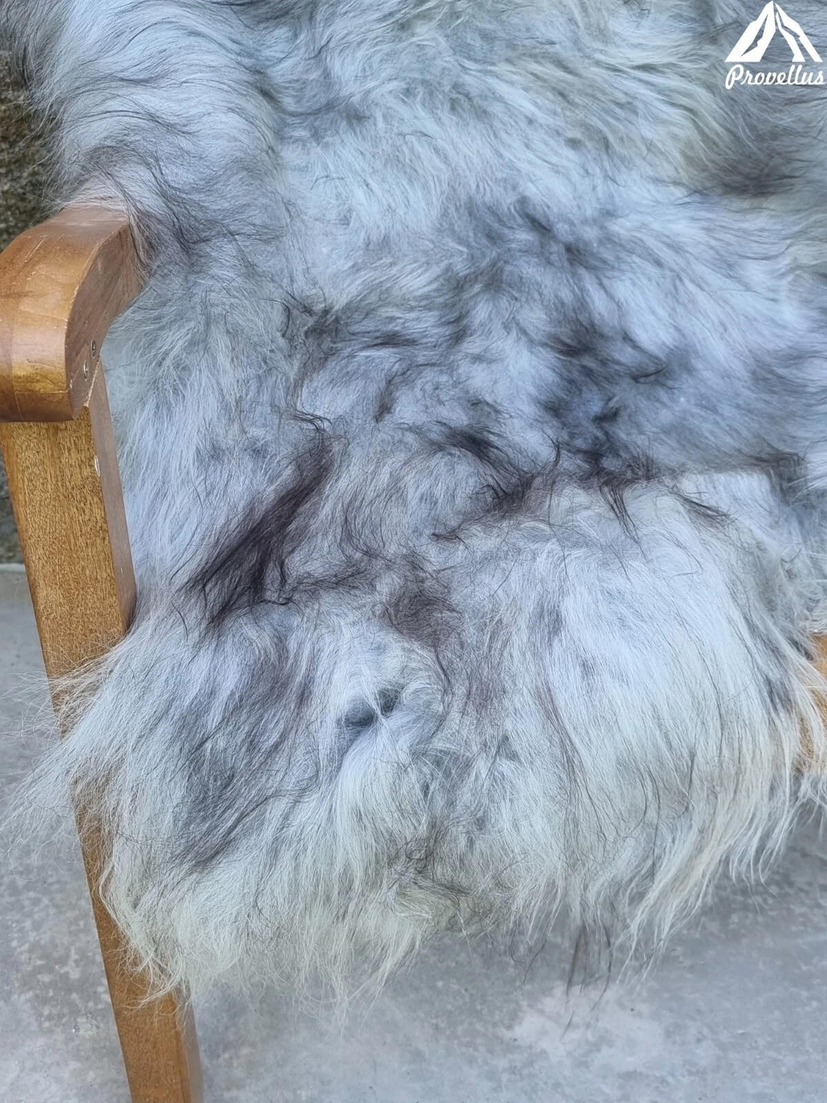 SCHAFFELL Langhaar skandinavisch weich chromfrei Hellgrau-Schwarz geflammt ca. 115 cm - Hellgrau/Schwarz, Fell (65/115cm) - Provellus
