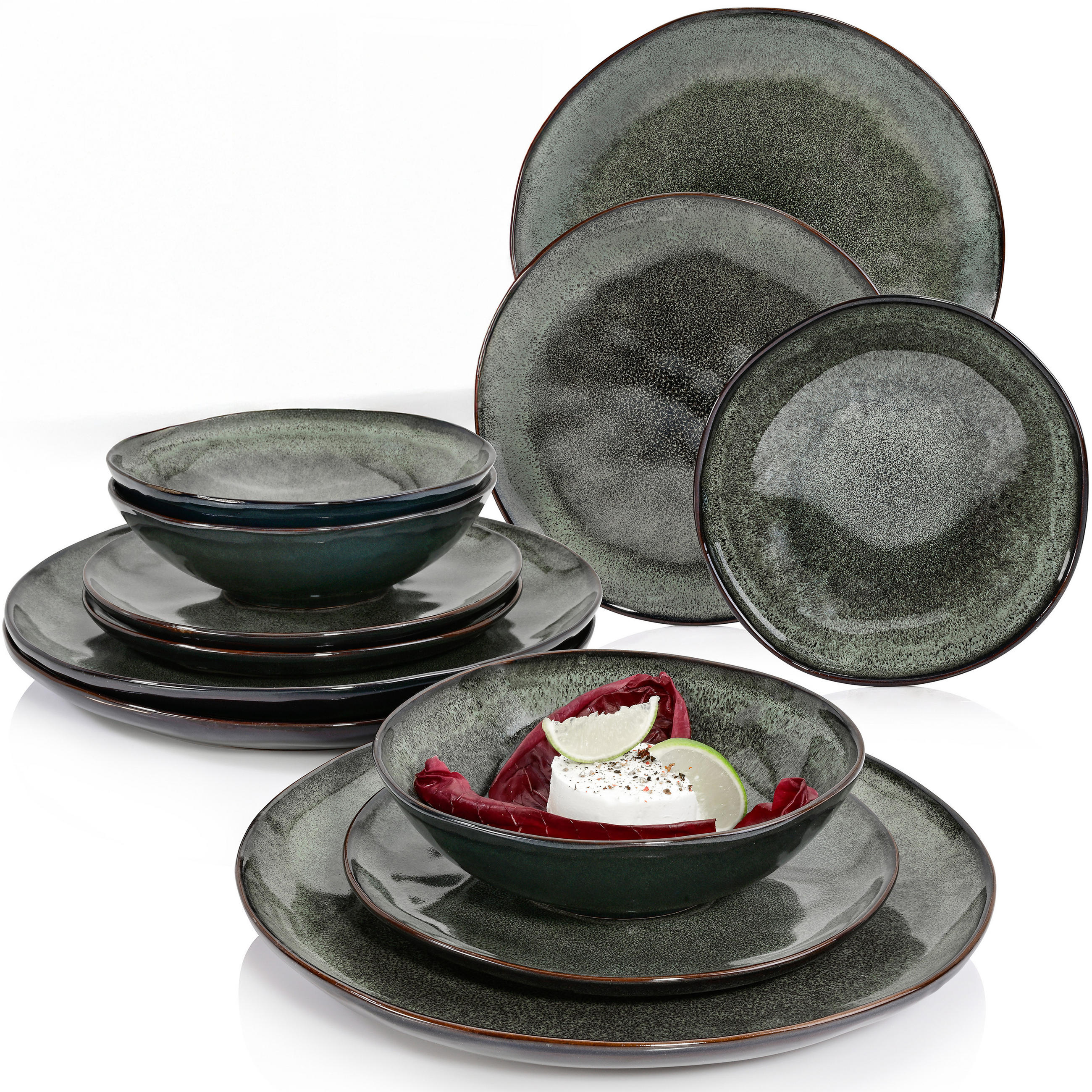 TAFELSERVICE KOPENHAGEN - 24 teilig aus Steingut - Grau, Stein (74/76/76cm) - Sänger