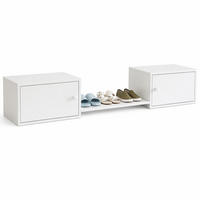 SCHUHSCHRANK in Weiß Schuh-Kabinett mit Etagenbetten verwendet werden für Schlafzimme und Flur, B189/T40/H34.5 cm - Weiß, Holzwerkstoff (189/34.5/40cm) - STILVORA