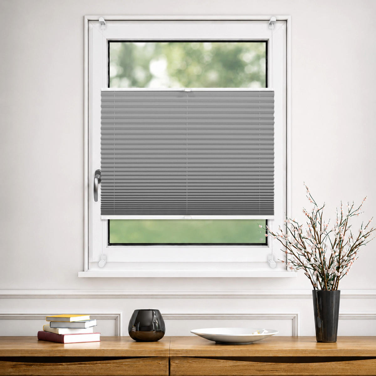 PLISSEE Thermo Basic 75 x 210cm Klemmfix ohne Bohren - Grau, Textil (75/210/210cm) - Deco-Raum