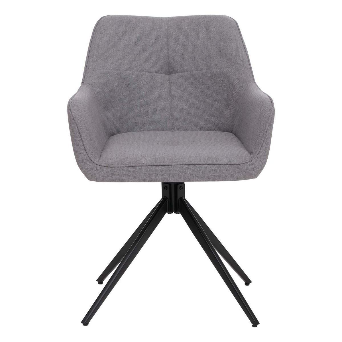 6ER-SET Esszimmerstuhl | HxBxT 80x53x59cm | Sitzhöhe 41cm | Stoff/Textil (270g/m²) | Hellgrau | Küchenstuhl Armlehne - Hellgrau, Textil (53/80/59cm) - CHEFGASTRO