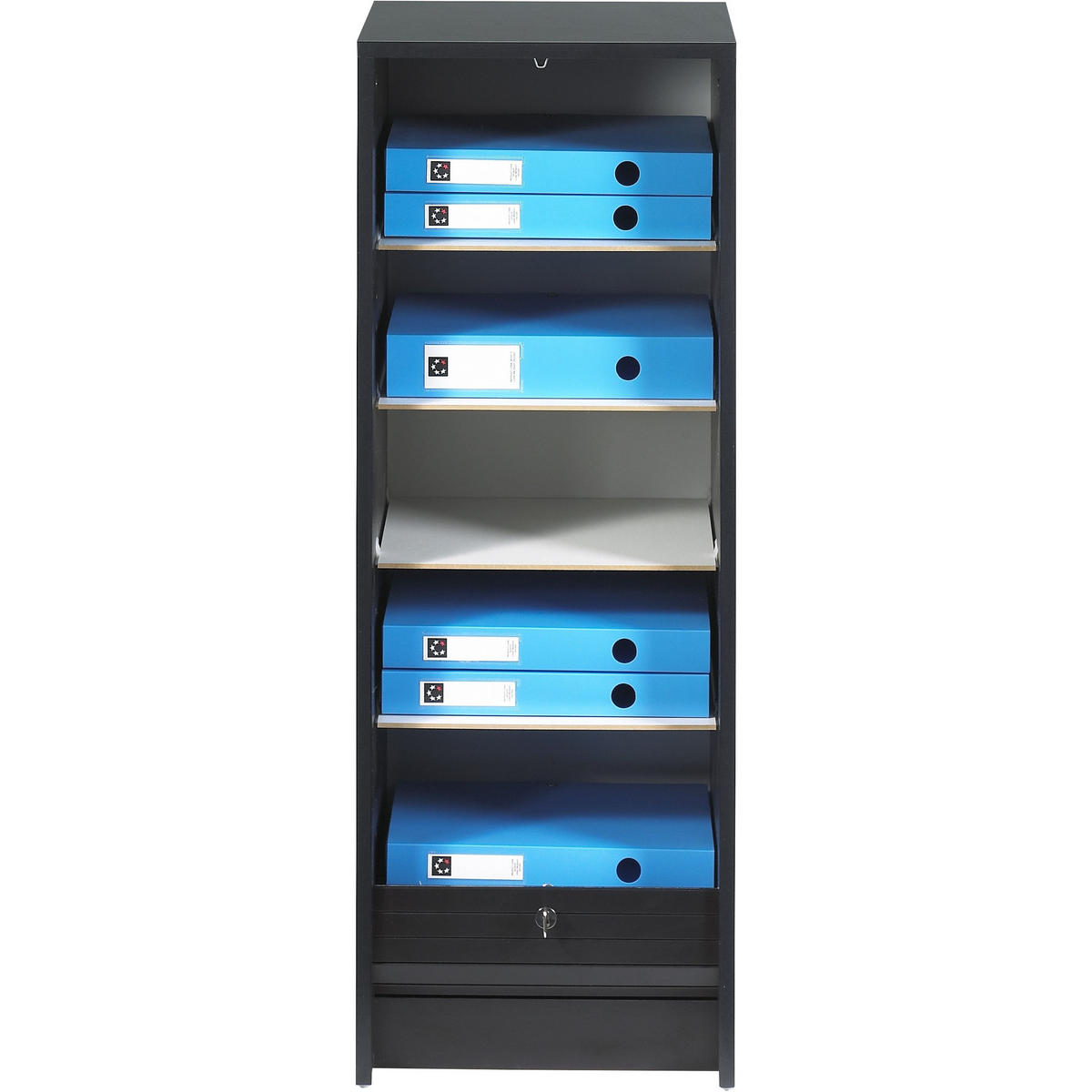 AKTENSCHRANK mit Rolladentür 38,5/35/104cm - Schwarz, Holzwerkstoff (35/104/38.5cm) - Simmob