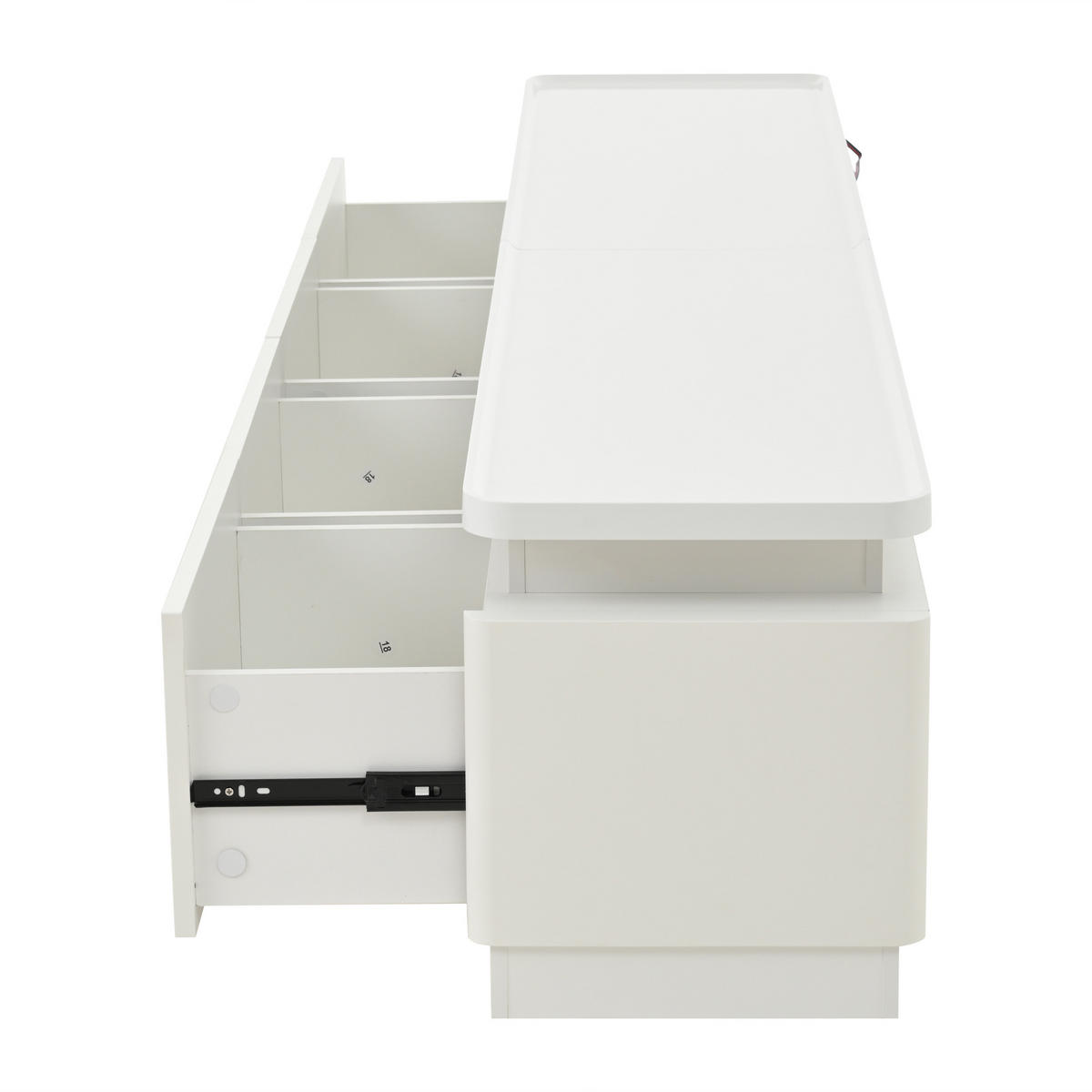 TV-LOWBOARD 180x34x40 cm Weiß LED 4 Schubladen Hochglanz - Weiß, Holzwerkstoff (34/40/180cm) - FLIEKS