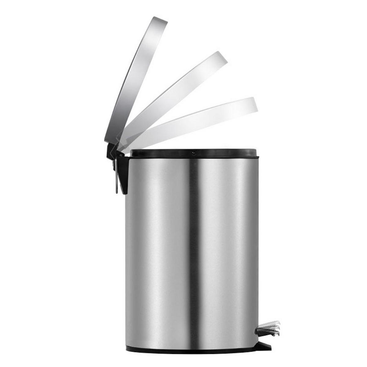 MÜLLEIMER Runder TretMit Herausnehmbaren Kunststoff Inneneimer 3 Liter 27 x 19,5 x 17 cm Matt Silber - Silberfarben, Metall (19.5/27/17cm) - PROREGAL