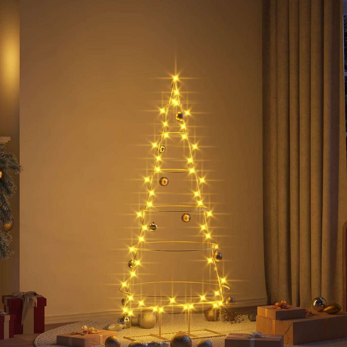 WEIHNACHTSBAUM Metall Gold 148 Cm Pulverbeschichteter Stahl - Goldfarben, Metall (148cm) - vidaXL