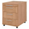 ROLLCONTAINER - mit 3 Schubladen 58/42,8/59 cm in Nussbaumfarben Relinggriff (Kunststoff) - Nussbaumfarben, Holzwerkstoff (42.8/59/58cm) - bümö