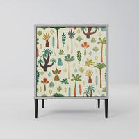 SIDEBOARD PALM SPRING, Grau, 57,5x42x72,5 cm, Schwarze Metallfüße - Multicolor/Schwarz, Holzwerkstoff/Metall (57.5/72.5/42cm) - SpaceRebels