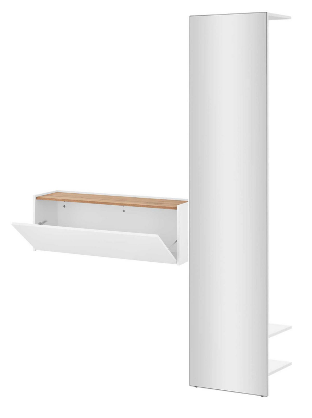 GARDEROBEN-SET 2-teilig weiß, Eiche Wotan 150 cm, Flurgarderobe mit Spiegel - Eiche Wotan/Weiß, Glas/Holzwerkstoff (150/200/30cm) - Furn.Design