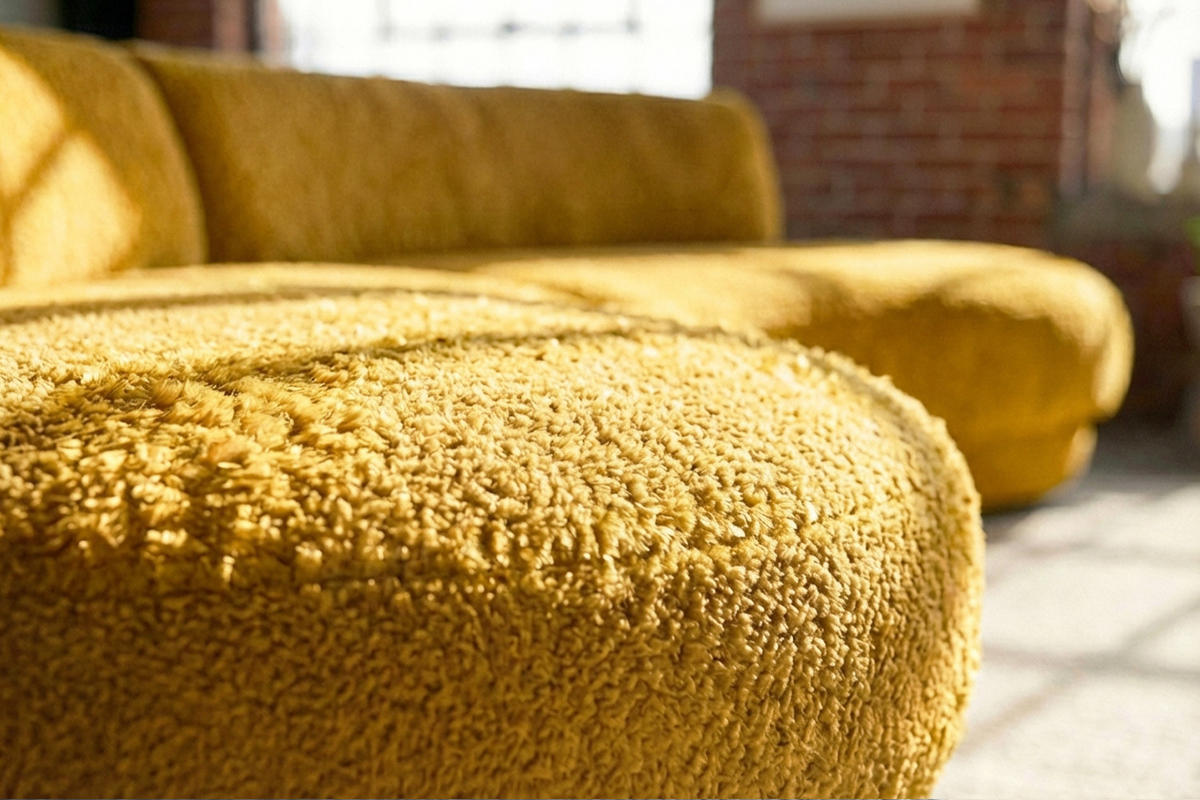 BIG SOFA PADANA Gelb Flachgewebe - Gelb/Schwarz, Kunststoff/Textil (410/86/166cm) - KAWOLA