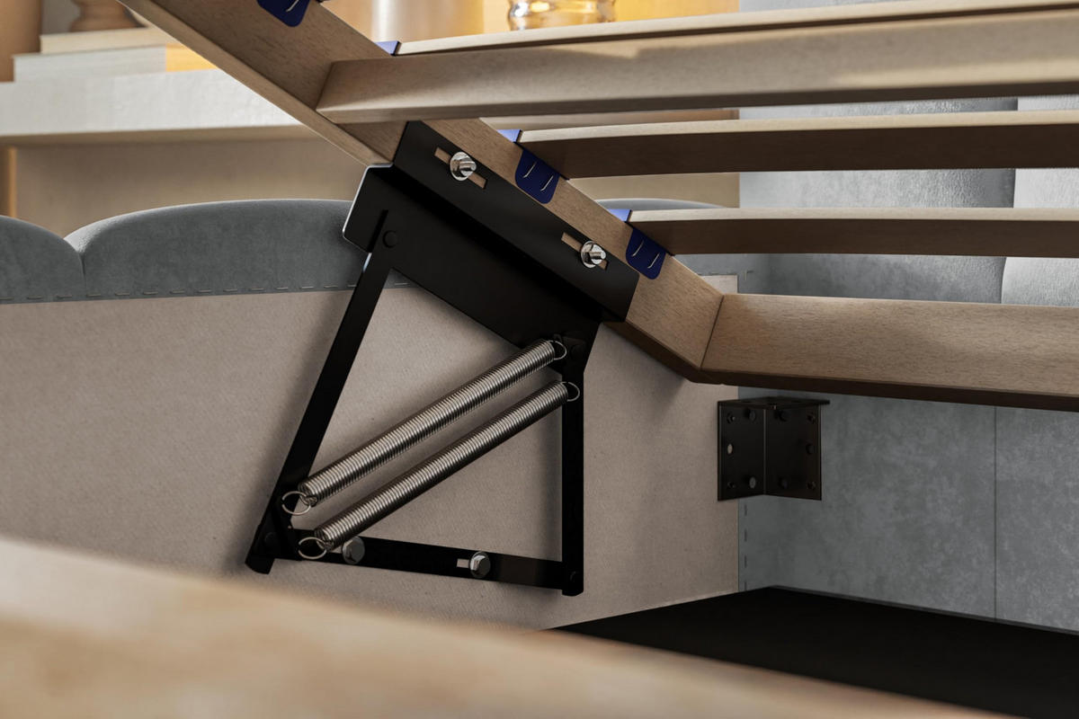 BETT 90x200 - Polsterbett mit Bettkasten und Holzrahmen - Modern Betten - Glatter Kronos-Stoff- Kollektion Lucy - Blau - Blau, Holz/Textil (90/200cm) - Alpi-Möbel