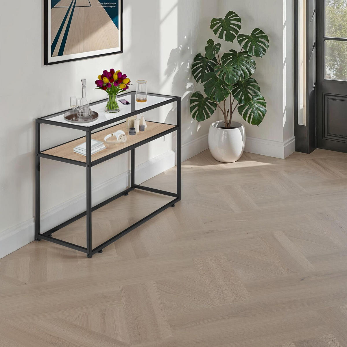 KONSOLENTISCH Kilkenny,100 x 41 x 80,5 cm,Industrial Holz hell, Eiche Sonoma - Naturfarben, Holzwerkstoff (100/41/80.5cm) - tectake