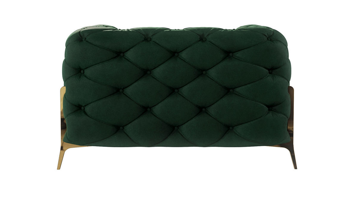 CHESTERFIELD-SESSEL Lexi Flasche Grün Samt - Smaragdgrün/Goldfarben, Holz/Textil (125/75/100cm) - S-Style Möbel