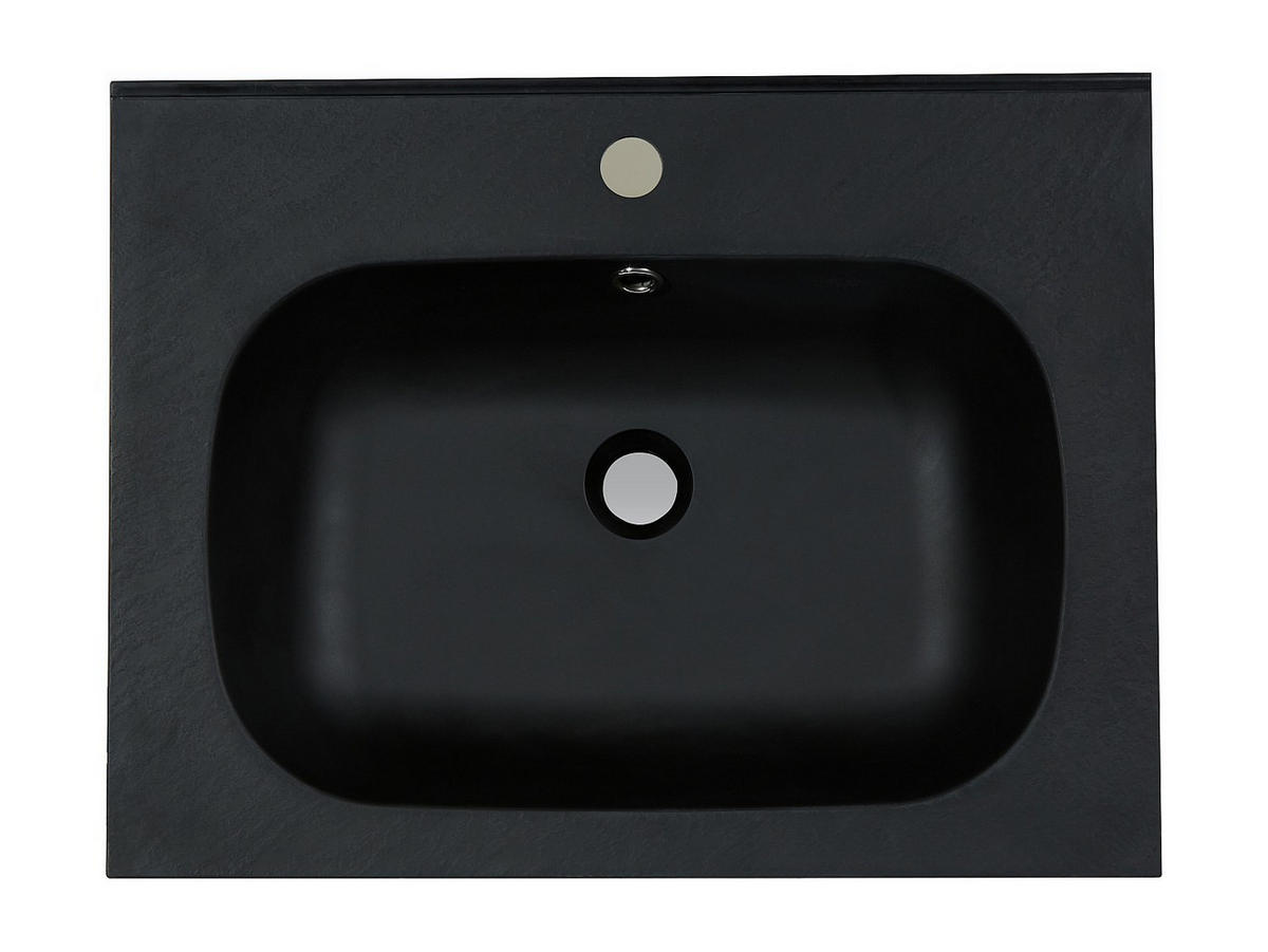 EINBAUWASCHBECKEN - 60 cm x 46 cm - Harz - Schwarz - OKIWA - Schwarz, Kunststoff (60/14.5/46cm) - Vente-Unique