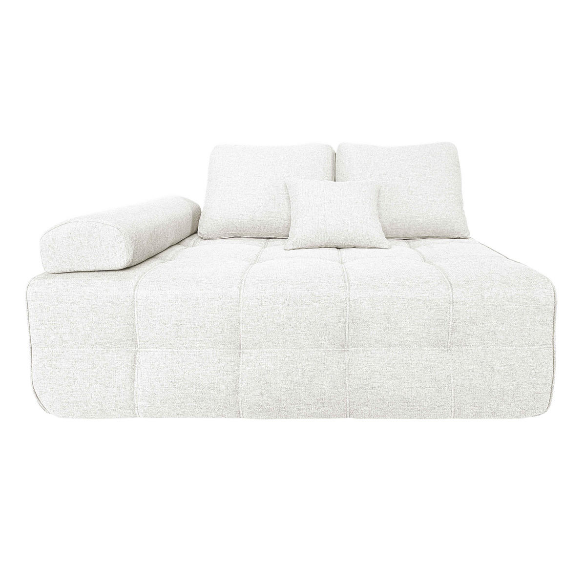 RECHTER SESSEL, Ekru - Weiß, Textil (112/65/140cm) - Oviala