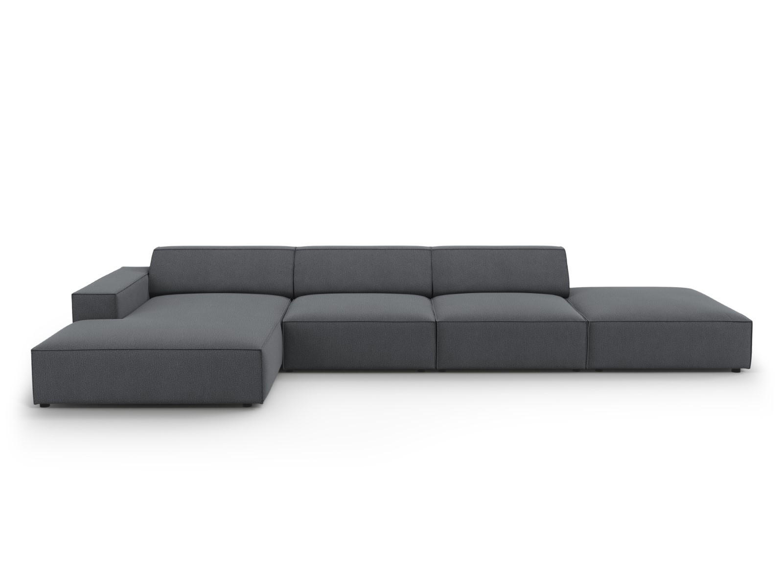 ECKSOFA links Jodie aus strukturiertem Stoff dunkelgrau 5 Sitzplätze - Dunkelgrau, Textil (166/341cm) - Micadoni