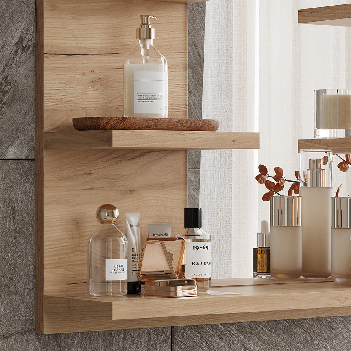 KOUPELNOVÁ ZRCADLOVÁ SKŘÍŇKA Wilbur Zlatý mocný dub - medově dubová, kompozitní dřevo (58.8/50/13.6cm) - Vicco