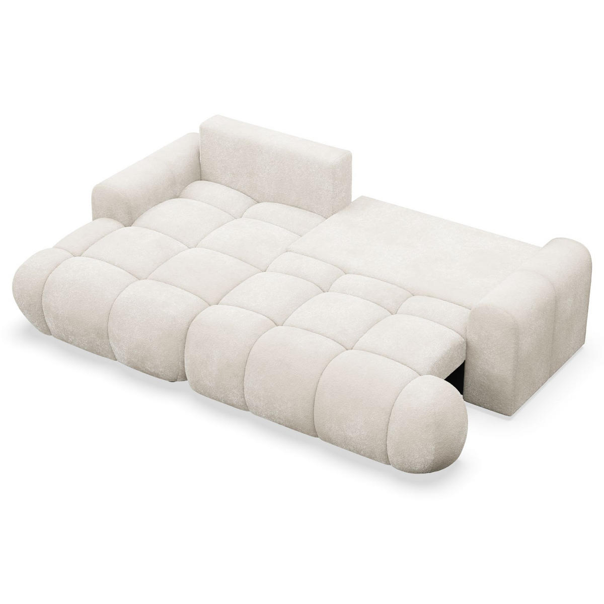 ECKSOFA Ombo Mini, Creme Bouclé, linksseitig - Creme/Schwarz, Kunststoff/Textil (256/155cm) - Selsey