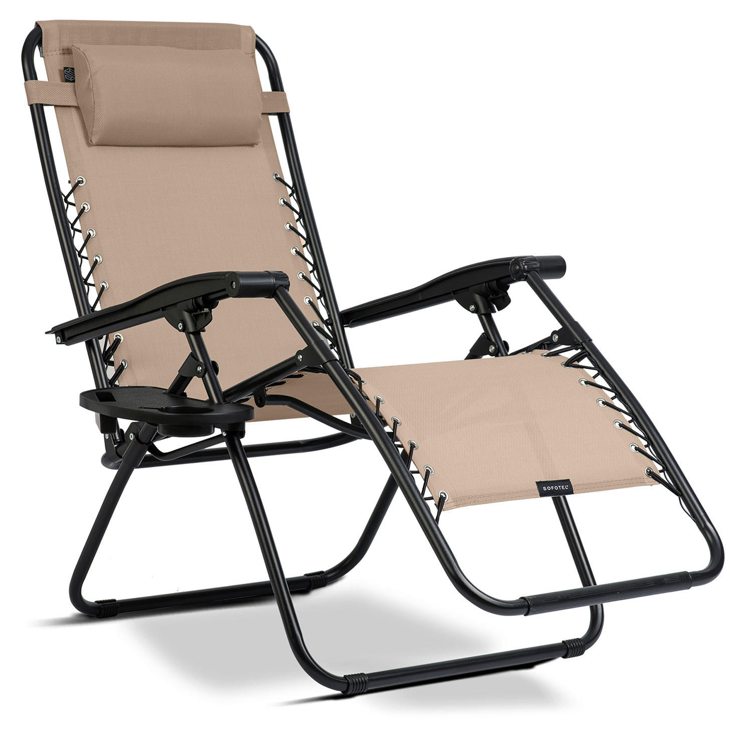 GARTEN-RELAXSESSEL Klappbarer mit Kissen, Beige - Beige, Metall (60/102/110cm)
