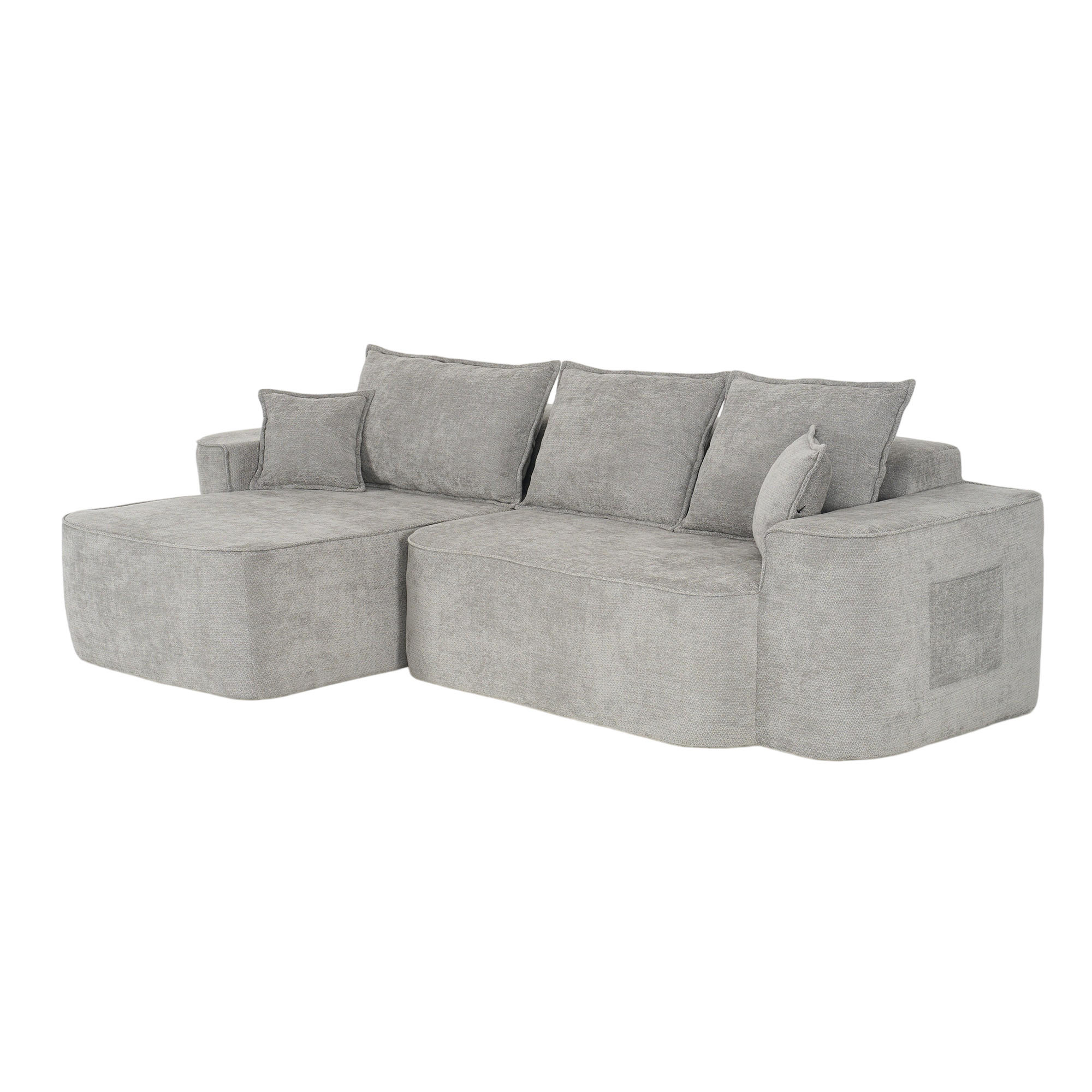 ECKSOFA DE-34653 modularer XXL-Tiefsitz Grau - Grau, Textil (144/262cm) - ComfortXL