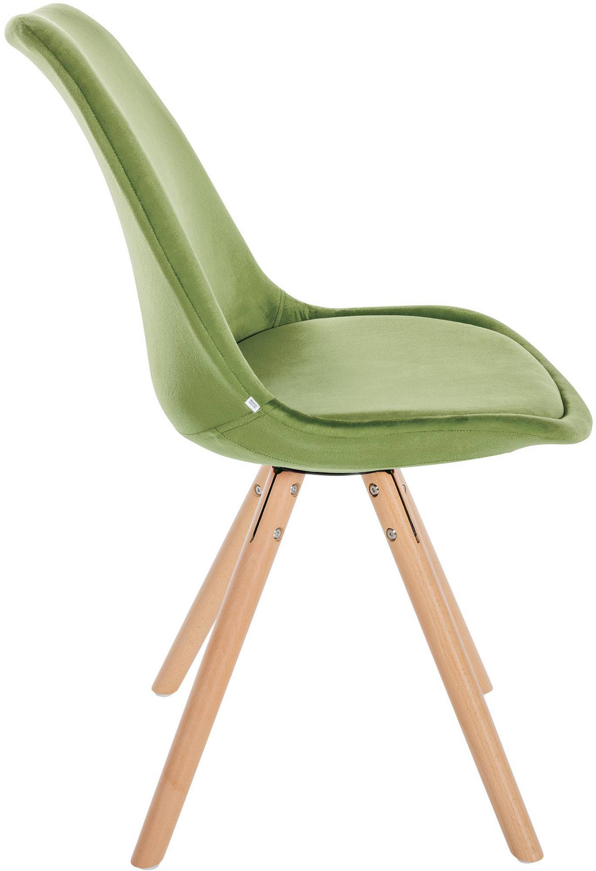 STUHL Samt hellgrün - Eukalyptusholzfarben/Hellgrün, Holz/Textil (48/81/54cm) - CLP