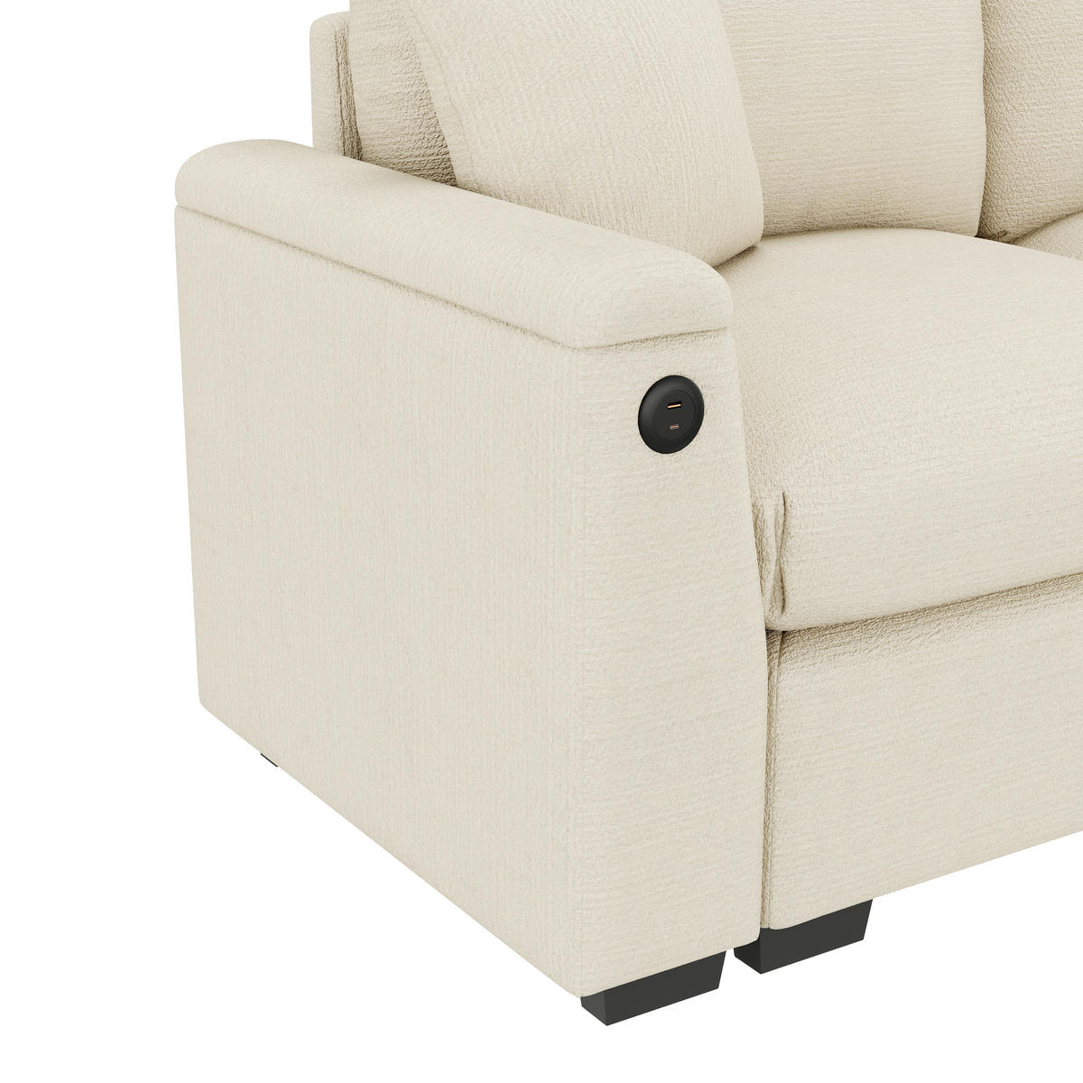 3-SITZER-SOFA aus Chenille 242x80x88 cm mit USB-Anschluss & Stauraum, beige - Beige, Textil (80/88/242cm)