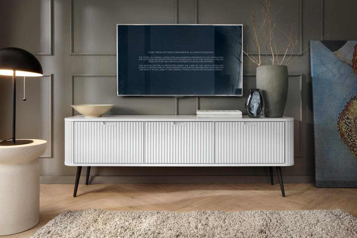 TV-LOWBOARD MODERNO 168/56/39 in Weiß/Gold - Goldfarben/Weiß, Holzwerkstoff (168/56/39cm) - Deine Möbel 24