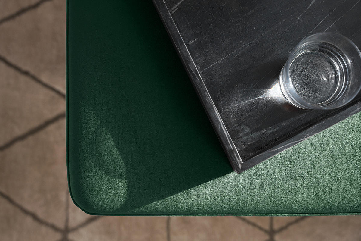 POLSTERHOCKER - Buchefarben/Grün, Buchenholz/Textil (85/43/60cm) - home24