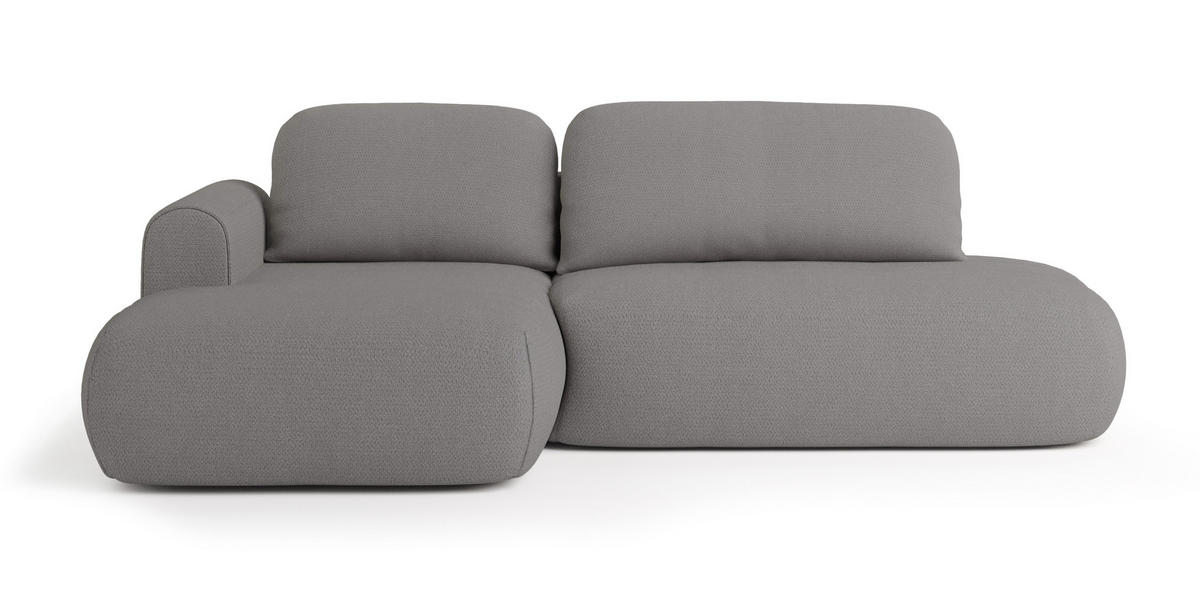 ECKSOFA NUVIRA L-S Grau Geflochtener Stoff mit Schlaffunktion - Grau, Holz (274/165cm) - MASSENO