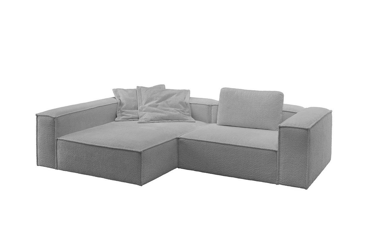 ECKSOFA CARMO Grau Flachgewebe - Schwarz/Grau, Kunststoff/Textil (306/191cm) - KAWOLA