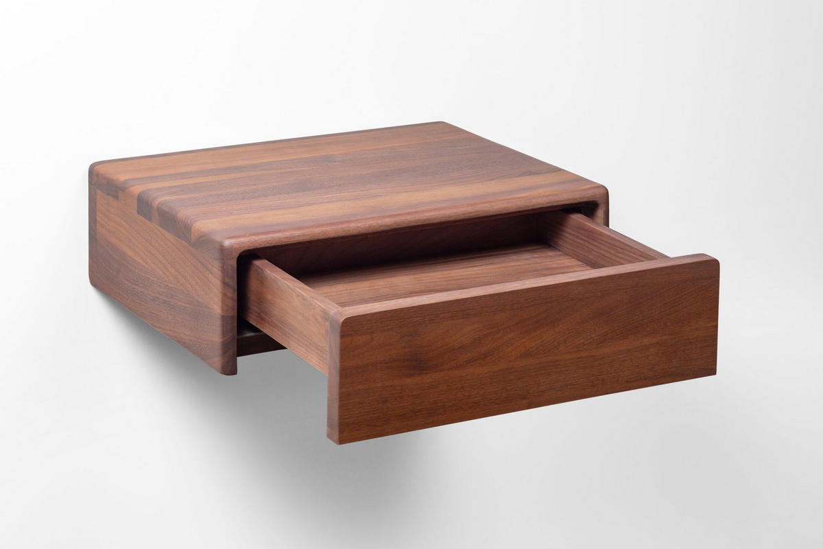 NACHTTISCH Frank, Nussbaum massiv - Braun, Holz (40/12/30cm) - WOODEK