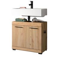 WASCHBECKENUNTERSCHRANK Eiche Artisan 60 cm, Badezimmer Unterschrank 2-türig - Schwarz/Eiche Artisan, Holzwerkstoff/Kunststoff (60/56/34cm) - Inn.Furn