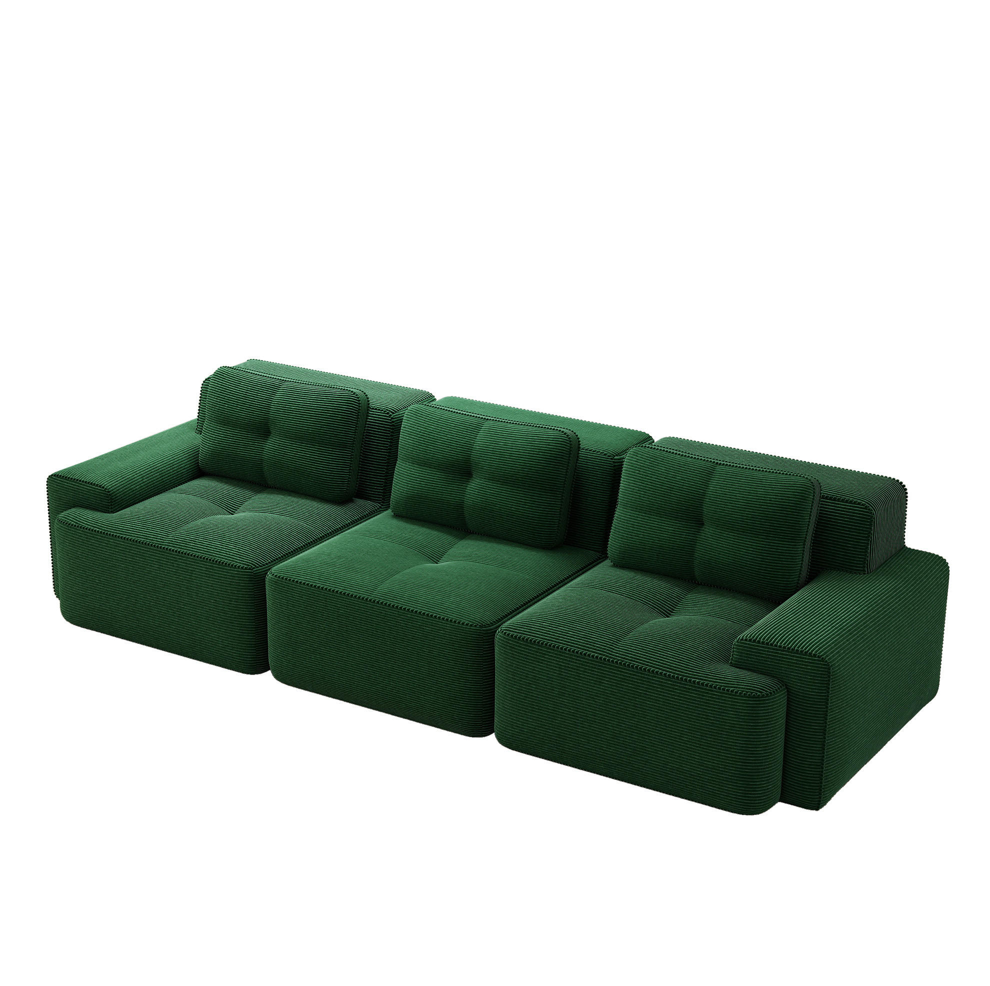 SOFA od samta, zelena, dubina sjedećeg dijela 74 cm - zelena, tekstil (104/69/293cm) - Flora Grace