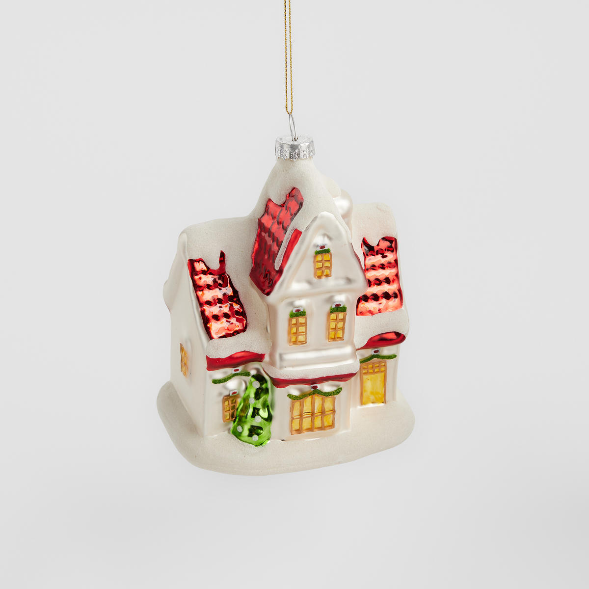 WEIHNACHTSKUGEL Glas MATTONE, 7x12 cm, Haus, Christbaumkugeln, Weihnachtsdeko Xmas, Christmas Deko - Rot, Glas (9.5/7/12cm) - home&you
