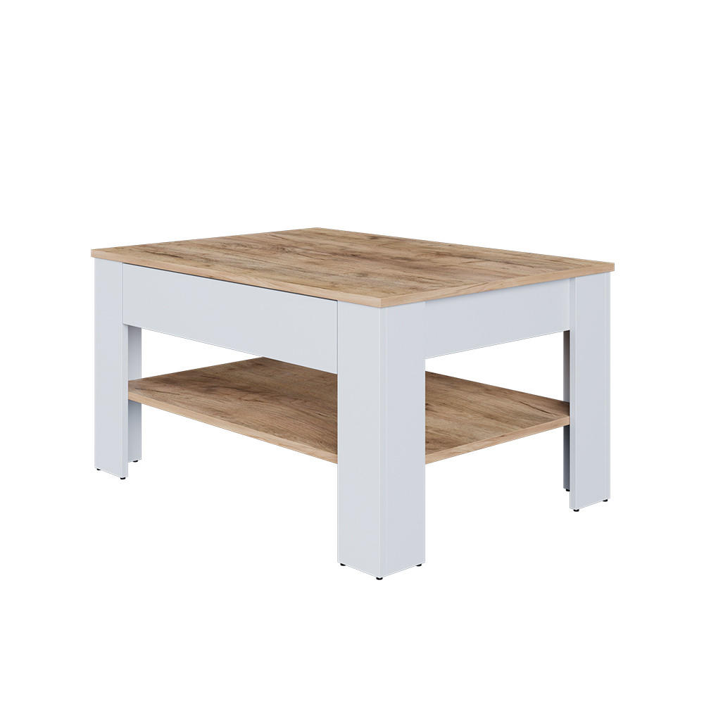 COUCHTISCH Milan Weiß/Goldkraft Eiche 92.2 x 65 cm - Honigeiche/Weiß, Holzwerkstoff (65/92.2/48cm) - Vicco