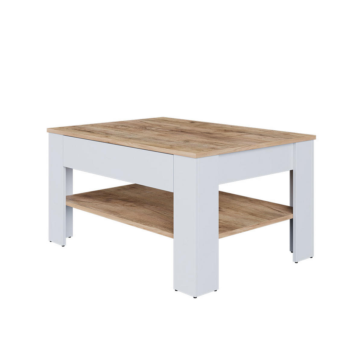 COUCHTISCH Milan Weiß/Goldkraft Eiche 92.2 x 65 cm - Honigeiche/Weiß, Holzwerkstoff (65/92.2/48cm) - Vicco
