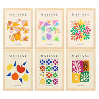 POSTER Set Mit 6 Illustrationen Von Henri Matisse Abstrakt A3 Rahmen Aus Hellem Holz - Beige, Papier (29/3cm) - Nacnic