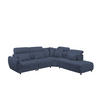 ECKSOFA mit verstellbaren Kopflehnen und Nosagfederung - Dunkelblau, Textil (285/339cm) - ed exciting design