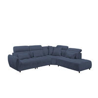 ECKSOFA mit verstellbaren Kopflehnen und Nosagfederung - Dunkelblau, Textil (285/339cm) - ed exciting design