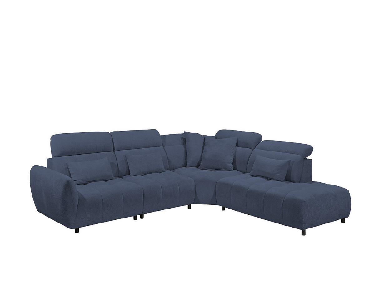 ECKSOFA mit verstellbaren Kopflehnen und Nosagfederung - Dunkelblau, Textil (285/339cm) - ed exciting design