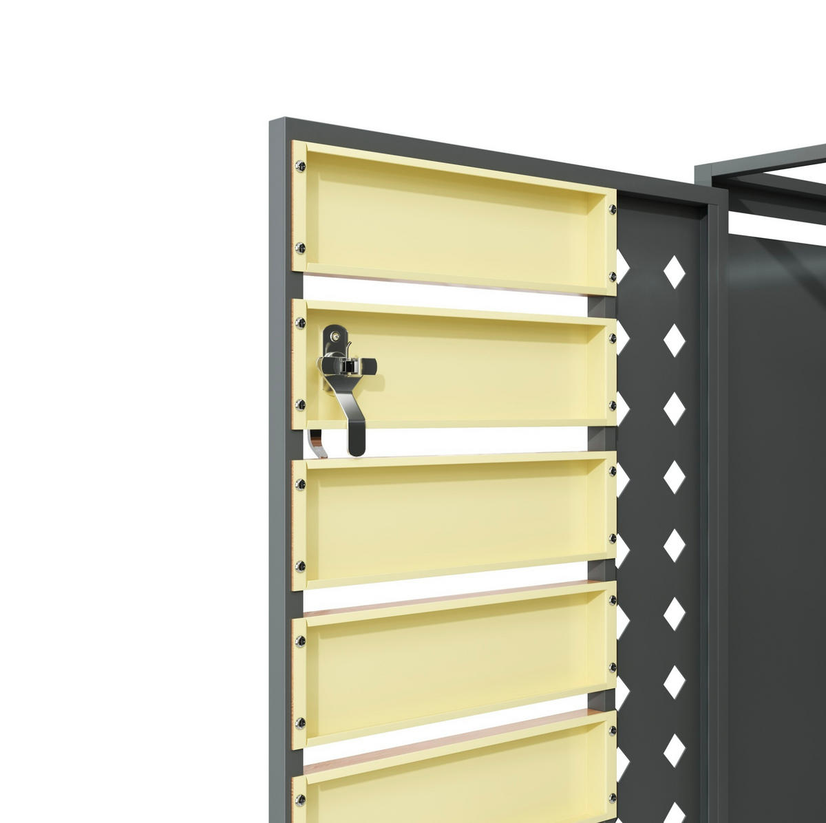 MÜLLTONNENBOX aus Stahl in Grau/Holzoptik mit hydraulischem Klappdeckel 264x80x118,5 cm - Grau, Metall (264/118.5/80cm) - Modfu