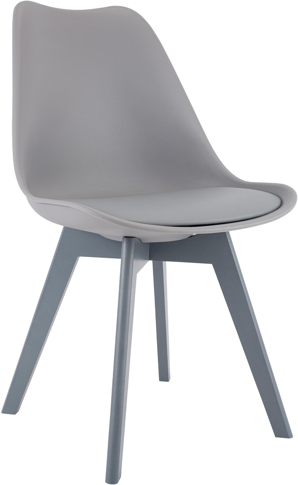 STUHL Kunststoff Grau/Grau - Eukalyptusholzfarben/Grau, Holz/Kunststoff (49/83/50cm) - CLP