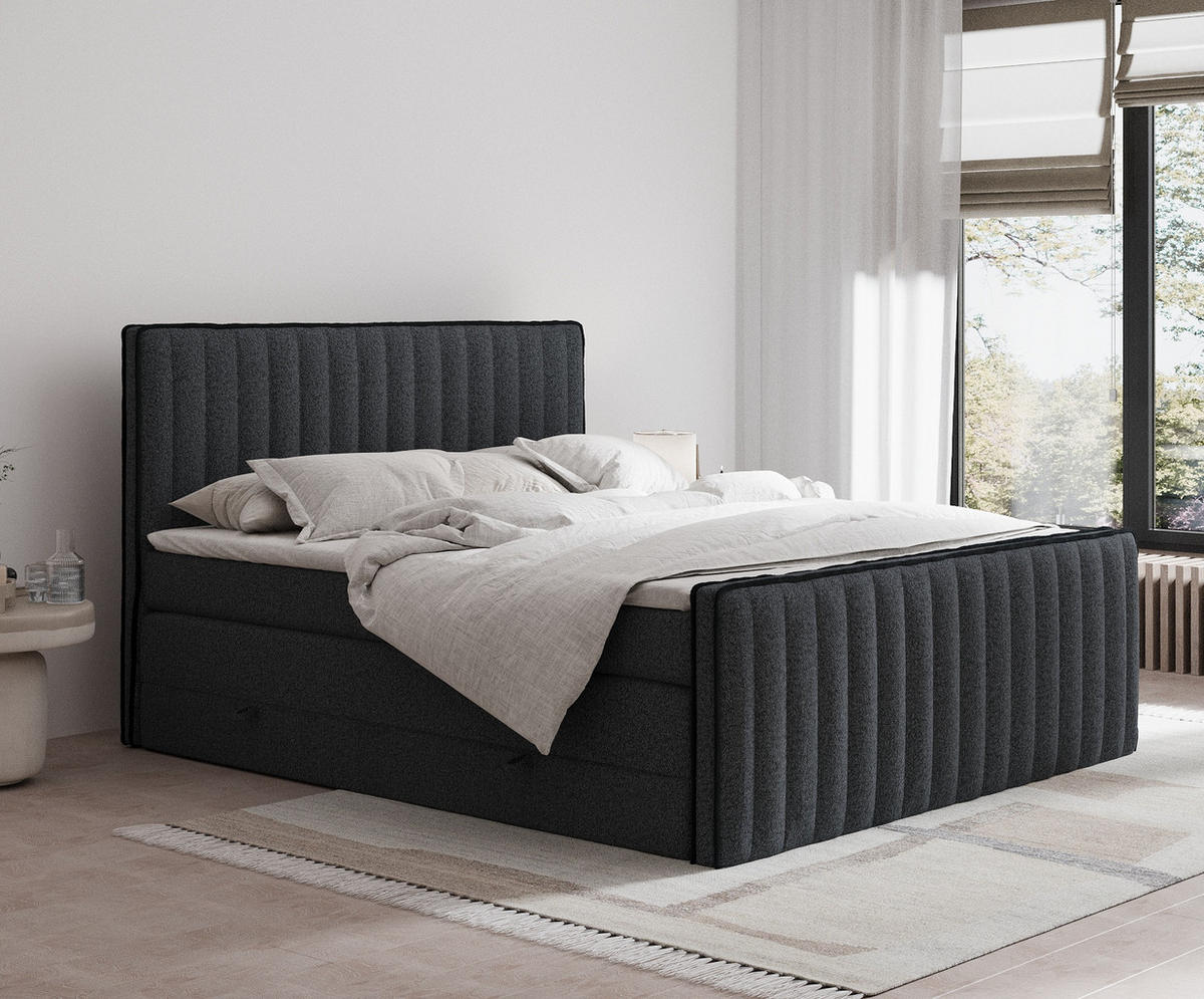 BOXSPRINGBETT Nocturne Schwarz 140/200 cm - Schwarz, Holz/Holzwerkstoff (140/200cm) - Maison de Reve